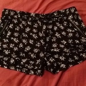 Black with beige floral shorts
