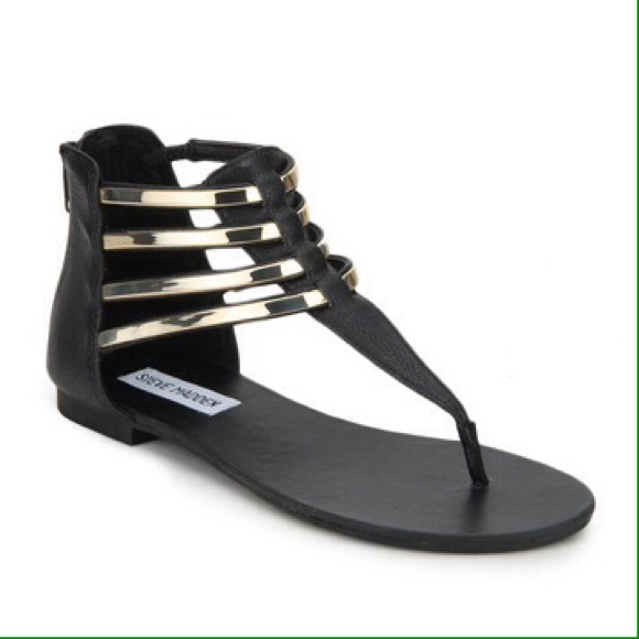 steve madden black and gold sandals