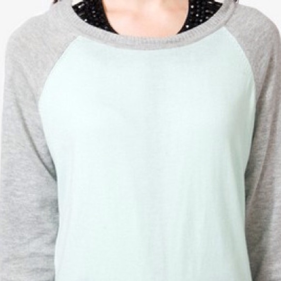Forever 21 Mint Green Varsity Style Sweater