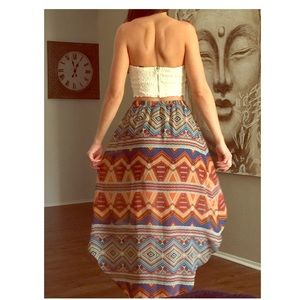 Tribal print hi low skirt