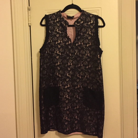 Black and pink lace dress