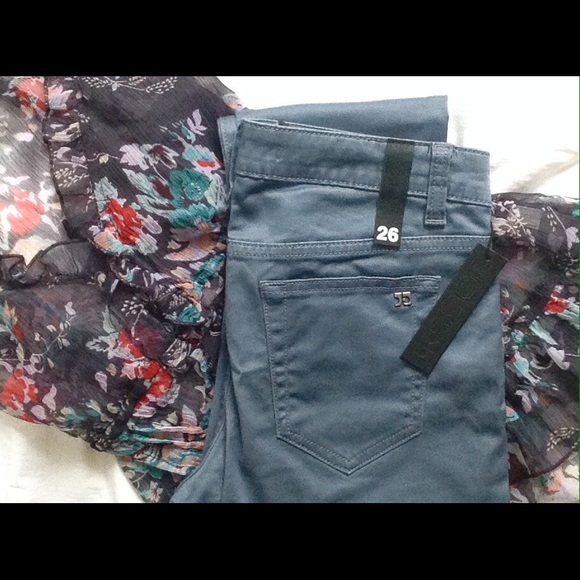 {Joe's} Skinny "Rocker" Zippered Pants in Seascape - Picture 1 of 3