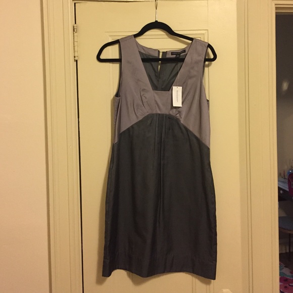 Color block mauve and steel dress