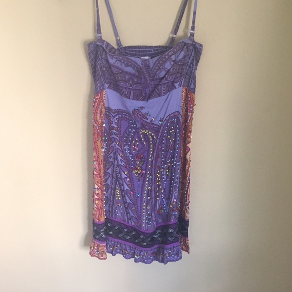 Free people strapless beaded colorful dress