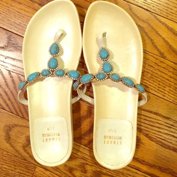 Never worn bejeweled Stuart Weitzman sandals