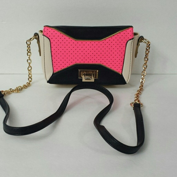 Neon Pink Color Block Purse - Picture 2 of 4