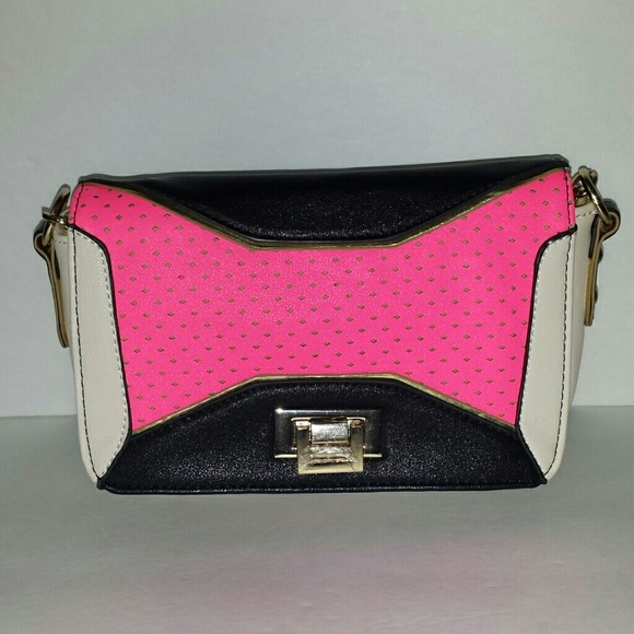 Neon Pink Color Block Purse - Picture 3 of 4