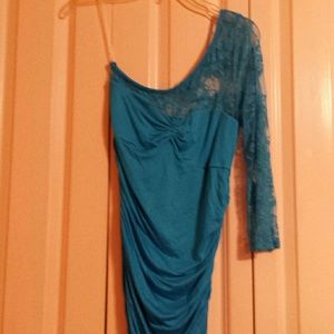 Aqua Jersey and Lace shirt