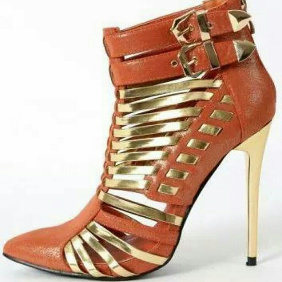 Burnt Orange & Gold Booties