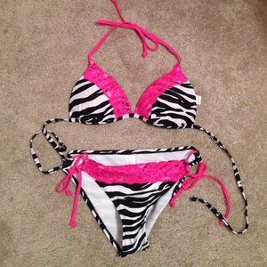 Zebra printed bongo swim suit