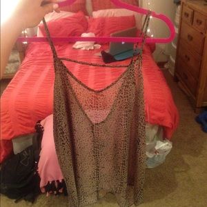 Sheer leopard print open back tank