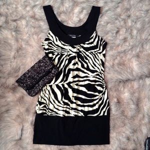 Black and ivory zebra dress Size large