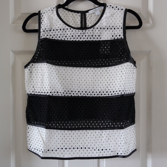 Piperlime Tops - Mixed media striped tank top