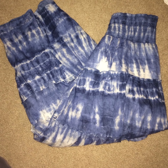 Blue and white tie dye maxi skirt. Size large