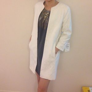 NWT ZARA WHITE LACE COAT size xs