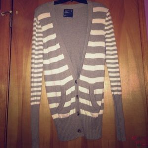 American Eagle Outfitters Grey and White Cardigan