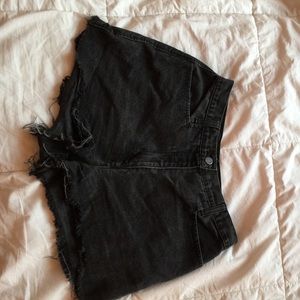 Black denim shorts