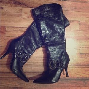 Nine West Leather Buckle Boots