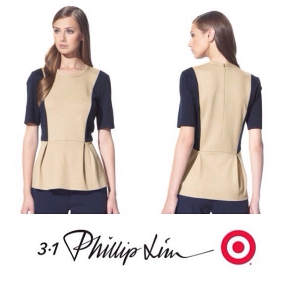 HP! Phillip Lim 3.1 4 Target Navy/Camel Peplum Top - Picture 4 of 4