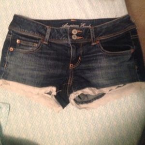 Super cute denim shorts with lace detail!