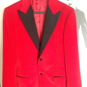 Valentino Red Velvet Tuxedo Jacket