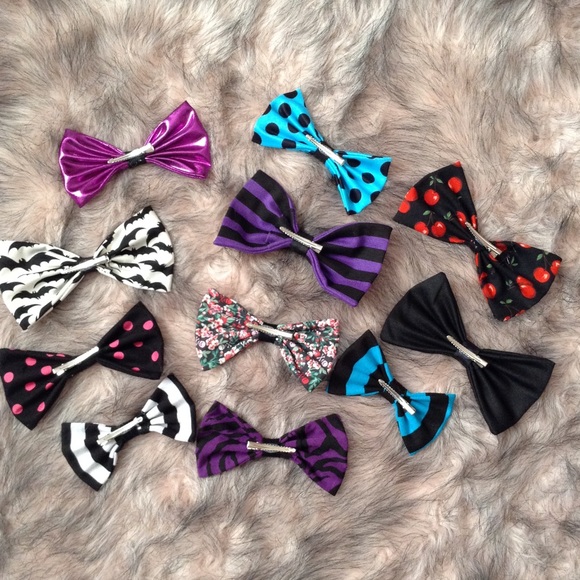 🎀 Polka dot, zebra, cherry hair bows. Will Trade! - Picture 2 of 2