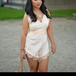Nude lace romper