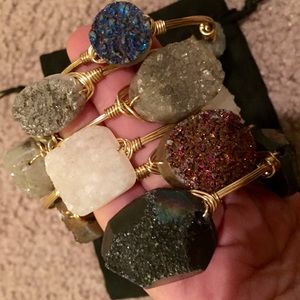 Set of 6 Bourbon and Boweties Druzy Bangles