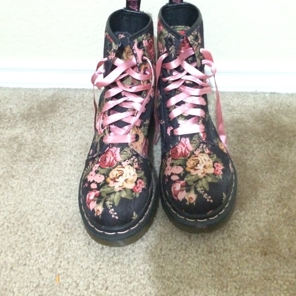 pink floral doc martins