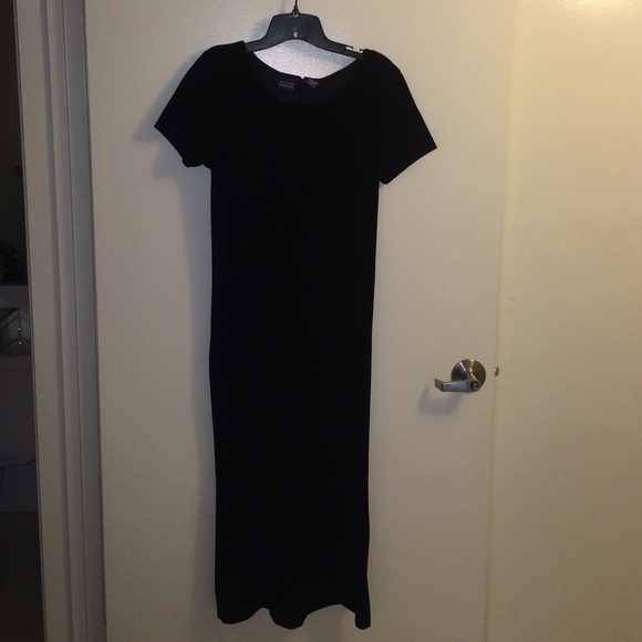 Long black velvet dress