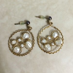 Anthropologie mother of pearl stone earrings