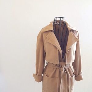 Jackets & Coats - Soft Camel Coat with Tie Waist Jackets & Coats - Soft Camel Coat with Tie Waist