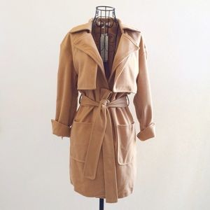 Jackets & Coats - Soft Camel Coat with Tie Waist Jackets & Coats - Soft Camel Coat with Tie Waist