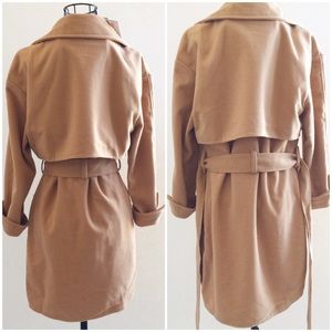Jackets & Coats - Soft Camel Coat with Tie Waist Jackets & Coats - Soft Camel Coat with Tie Waist