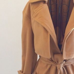 Jackets & Coats - Soft Camel Coat with Tie Waist Jackets & Coats - Soft Camel Coat with Tie Waist