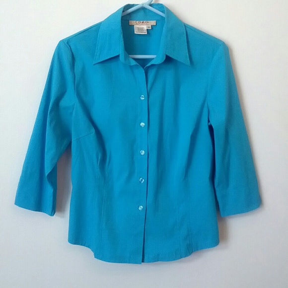 Turquoise Tailored Shirt / Perfect Office Wear