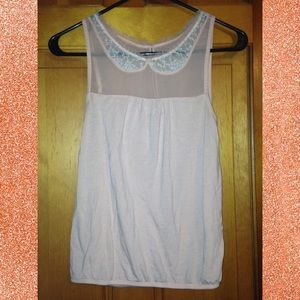 Lace-neck tank top