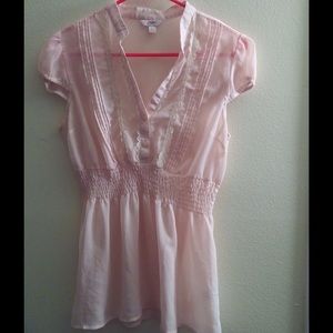 Baby pink sheer top