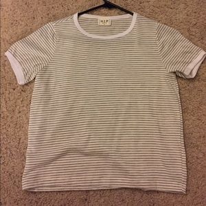Stripped white and grey tummy tee