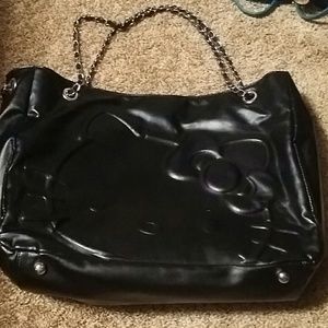 Hello Kitty faux black leather purse