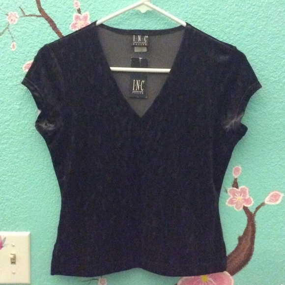 NWT INC Petite Black Leopard Print Top, size S