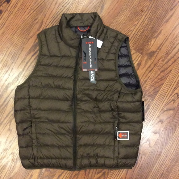 Men's Packable Down Vest - Olive Green XL