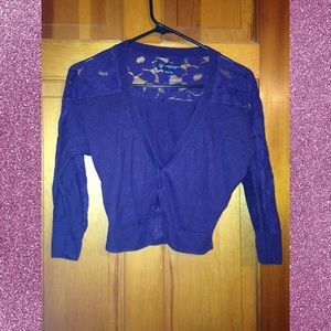 Lace-back button-up sweater