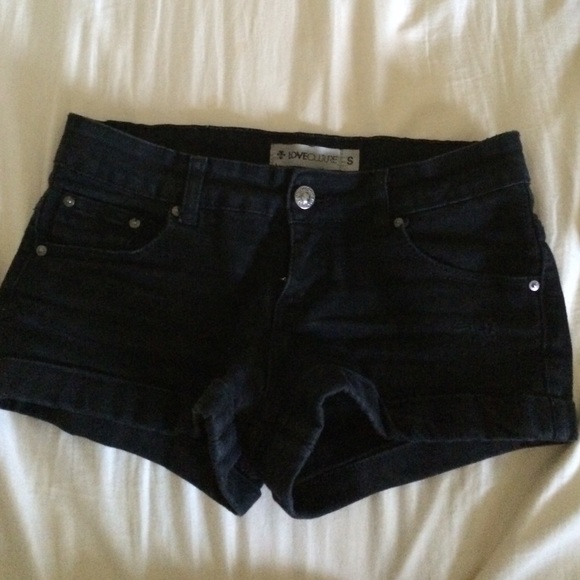 Black denim shorts