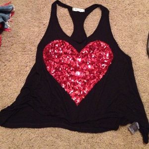 Black razor back with sequined heart