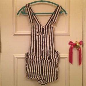 Grey and White Short Overalls