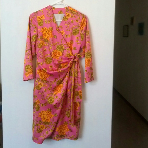 Pink Vintage Asian Inspired Handmade Dress 1960s