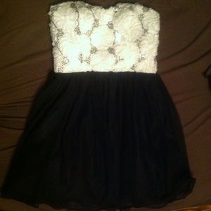 Prom Homecoming Dress Black White with Sequins