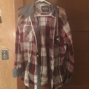 Buckle flannel hoodie