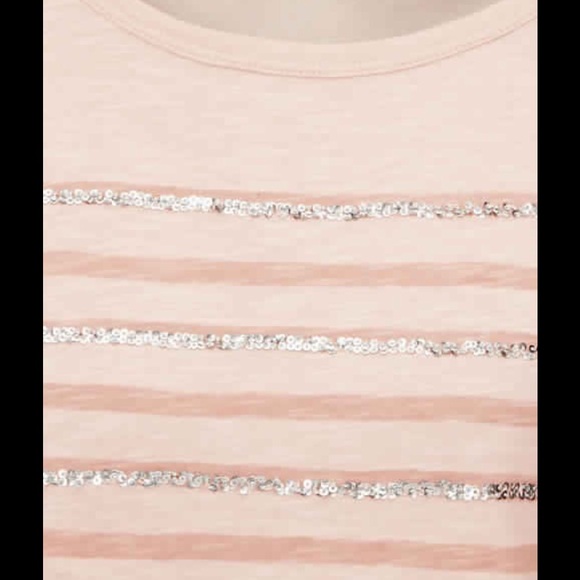White Sequin Stripe Tee - Picture 2 of 4